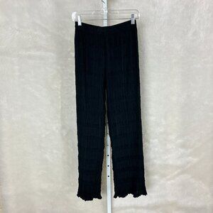 Babette SF Black Micro Pleat Straight Leg Minimalist Pants M